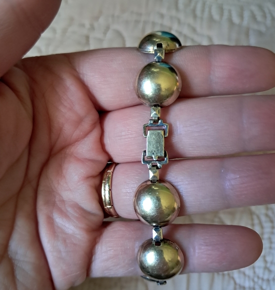 Vintage 14kt over Sterling Silver Symmetalic Half Sphere Bubble Bracelet - Picture 5 of 13